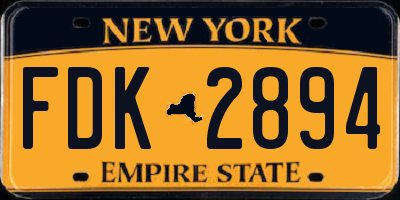 NY license plate FDK2894