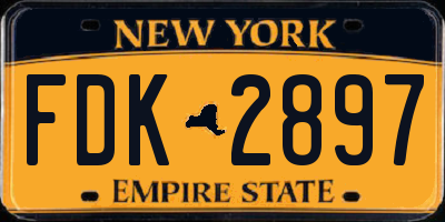 NY license plate FDK2897
