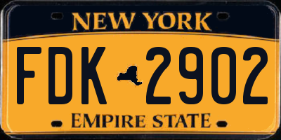 NY license plate FDK2902