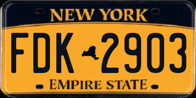 NY license plate FDK2903