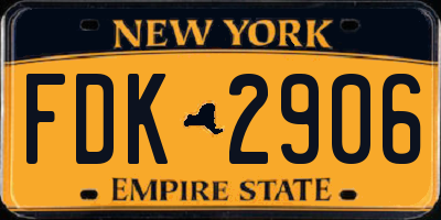 NY license plate FDK2906