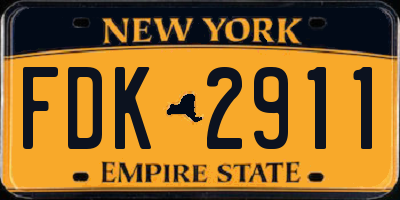 NY license plate FDK2911