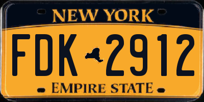 NY license plate FDK2912