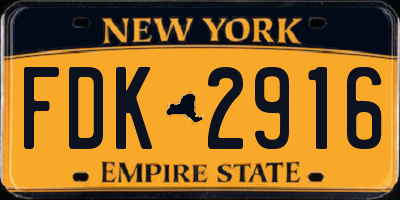NY license plate FDK2916