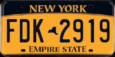 NY license plate FDK2919