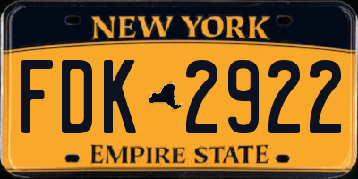 NY license plate FDK2922