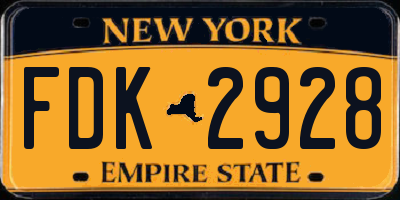 NY license plate FDK2928
