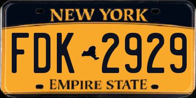 NY license plate FDK2929
