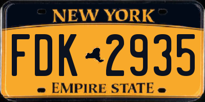 NY license plate FDK2935