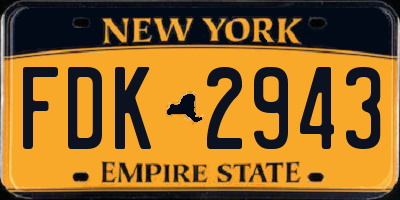 NY license plate FDK2943