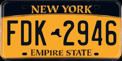 NY license plate FDK2946