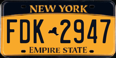 NY license plate FDK2947
