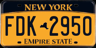 NY license plate FDK2950