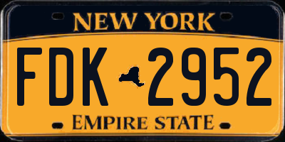 NY license plate FDK2952