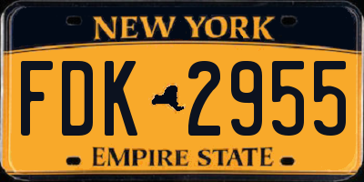NY license plate FDK2955