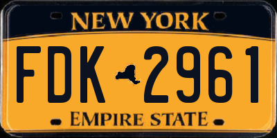 NY license plate FDK2961