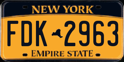NY license plate FDK2963