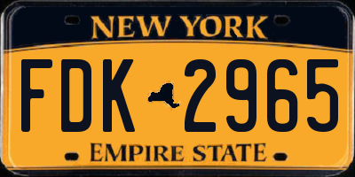 NY license plate FDK2965