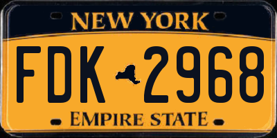 NY license plate FDK2968
