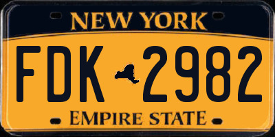 NY license plate FDK2982