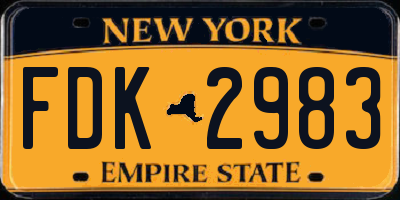 NY license plate FDK2983