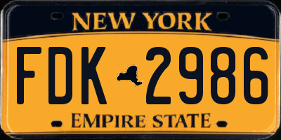 NY license plate FDK2986