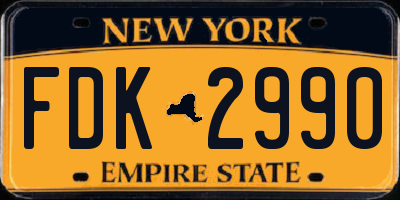 NY license plate FDK2990