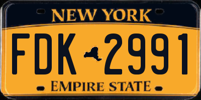 NY license plate FDK2991