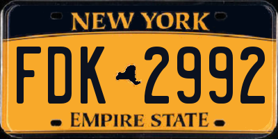 NY license plate FDK2992