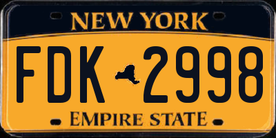 NY license plate FDK2998