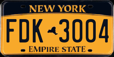 NY license plate FDK3004