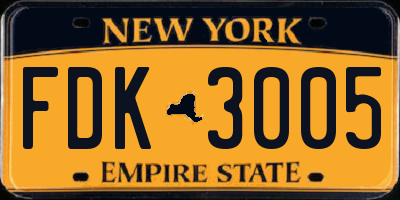 NY license plate FDK3005