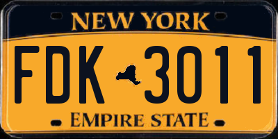 NY license plate FDK3011