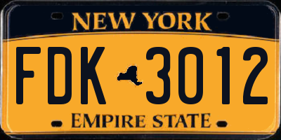 NY license plate FDK3012