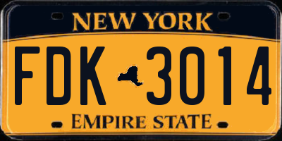 NY license plate FDK3014