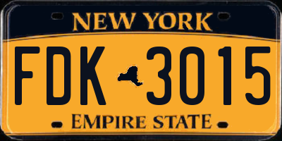 NY license plate FDK3015
