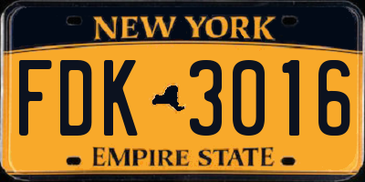 NY license plate FDK3016