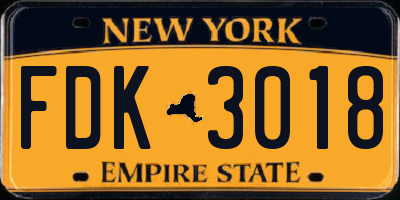 NY license plate FDK3018