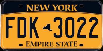 NY license plate FDK3022