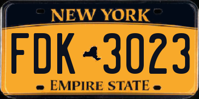 NY license plate FDK3023