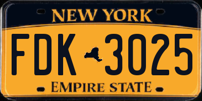 NY license plate FDK3025