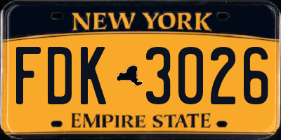 NY license plate FDK3026