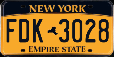 NY license plate FDK3028