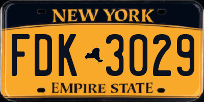NY license plate FDK3029