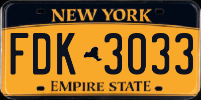 NY license plate FDK3033