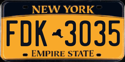 NY license plate FDK3035