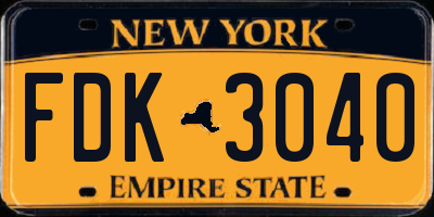 NY license plate FDK3040