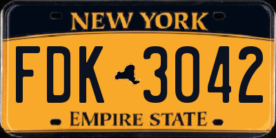 NY license plate FDK3042