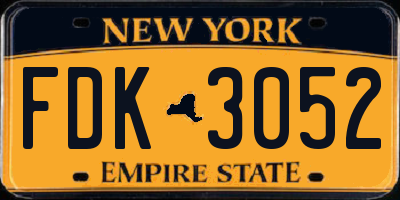 NY license plate FDK3052