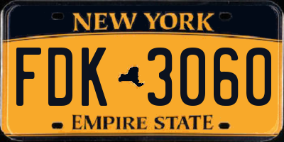 NY license plate FDK3060